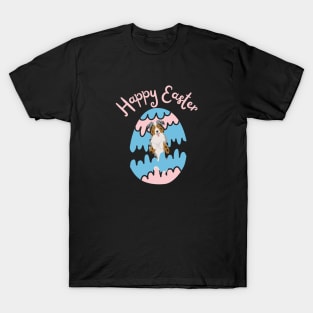 Happy Easter with Blue Merle Australian Shepherd Dog in Egg T-Shirt